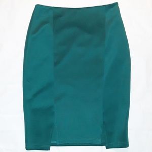 Spense Green Double Front Split Pencil Skirt